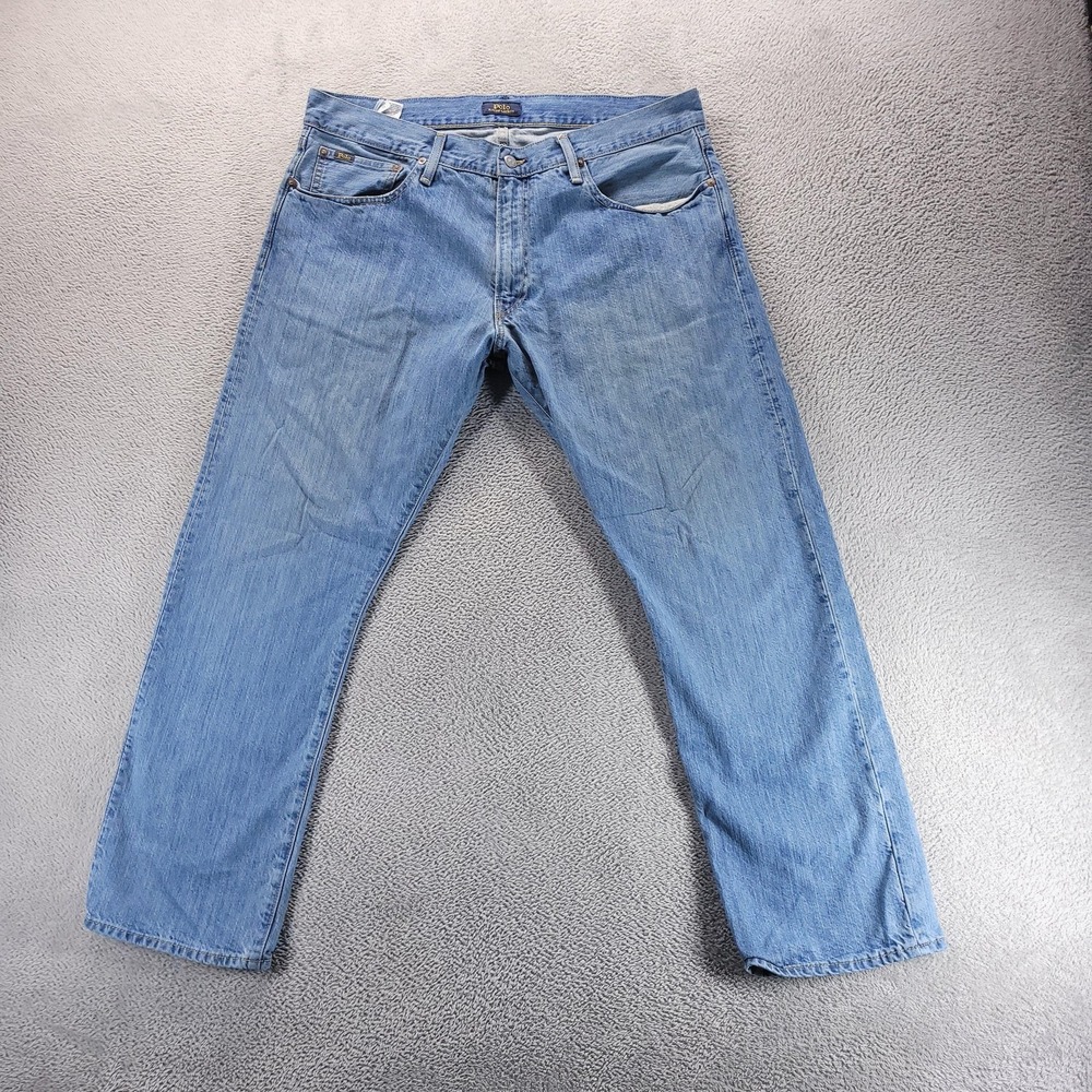 Polo Ralph Lauren Jeans Mens 36x30 Blue Hampton Relaxed Straight Light Wash